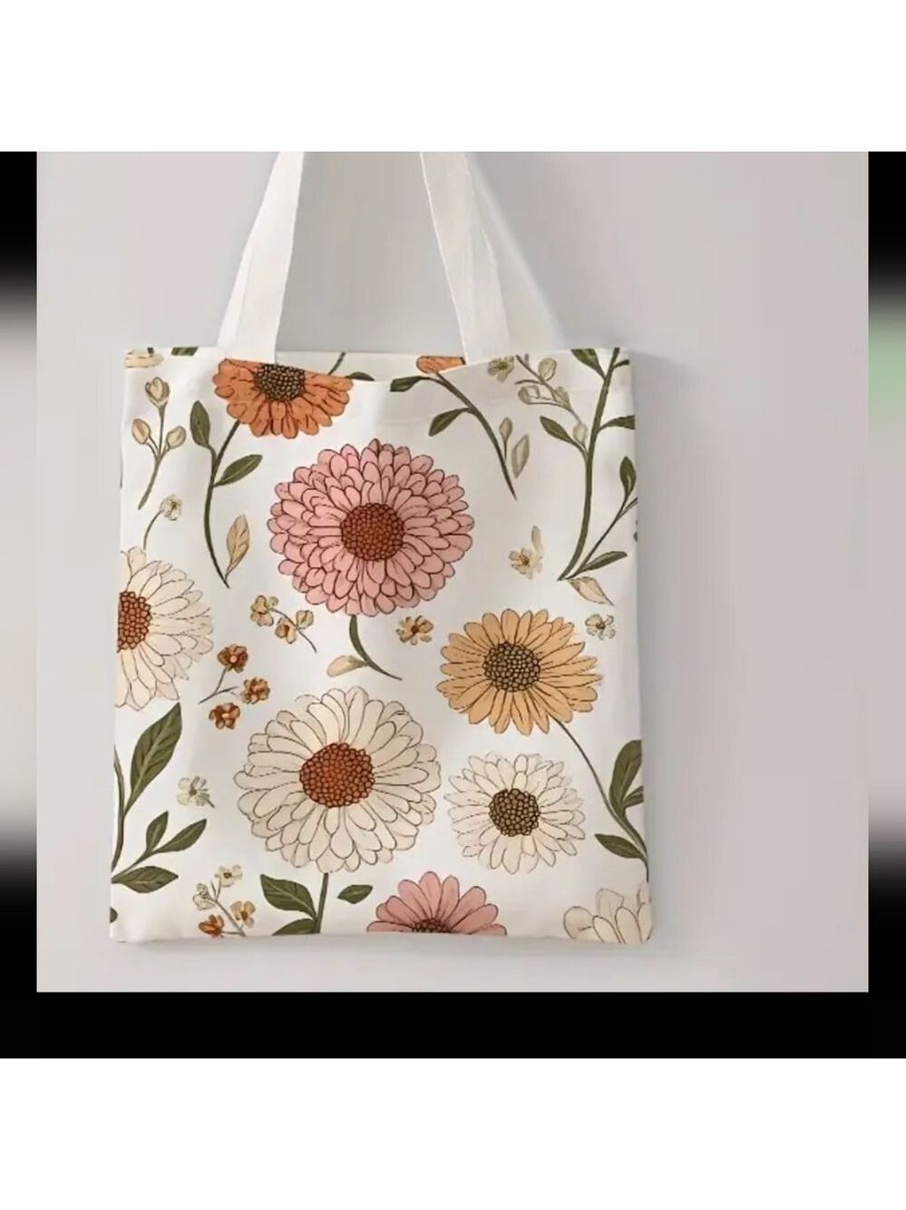 Floral PRINT CANVAS TOTE BAG - Picture 2 of 5